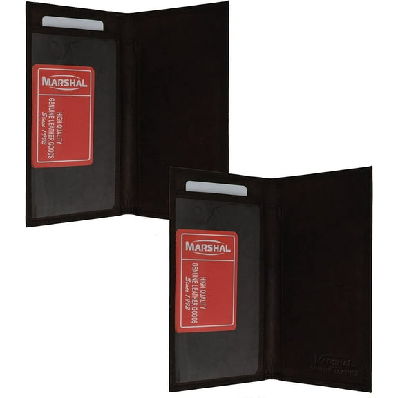 Marshal Checkbook Covers - Set of 2 - Genuine Leather Brown-Brown