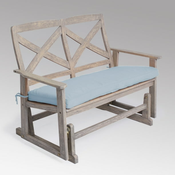 Westlake Solid Wood Outdoor Glider Bench With Blue Spruce Cushion Com Westlake Solid Wood Outdoor Glider, Garden Glider Bench