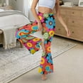 thumbnail image 5 of Xoenoiee Women's Flared Leggings Tall Yoga Pants Soft High Waist Flared Pants Butt Lift Flared Pants Gym Bootcut Yoga Pants for Work, Yoga, Party, Casual, XL, Colorful Hippie Flowers Pattern, 5 of 7