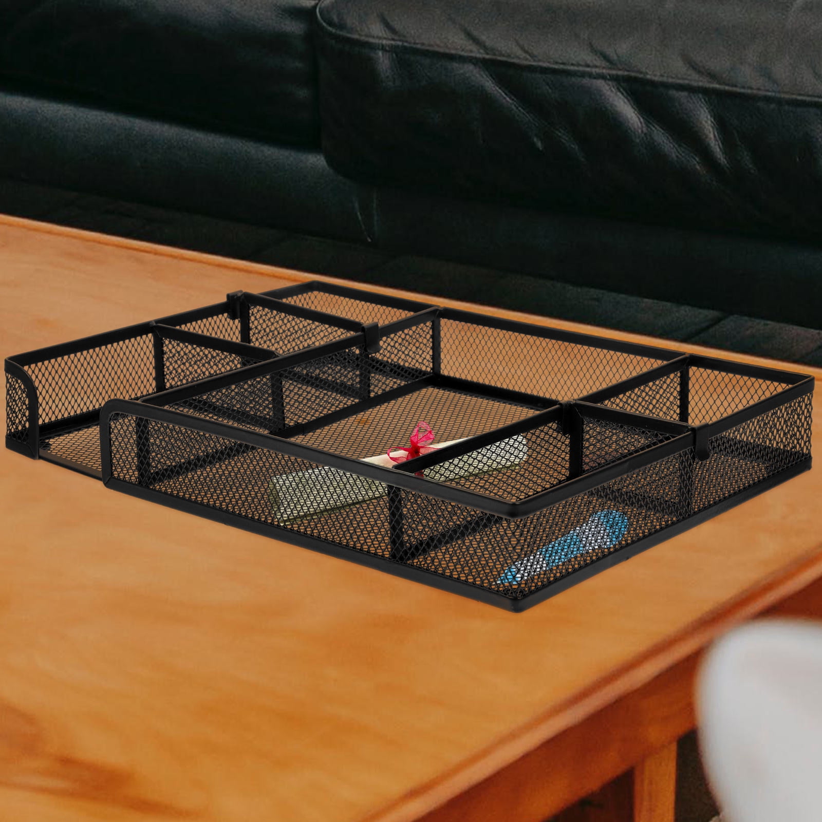 DINHEAROM Compact Black Mesh Desk Drawer Organizer Tray for Stationery Storage