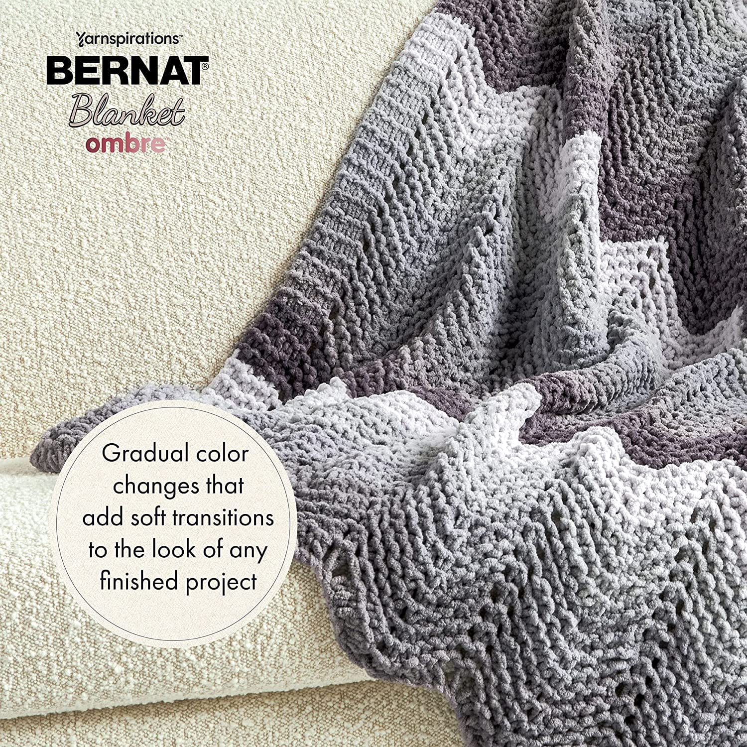 Bernat Blanket Ombre Dusty Rose Ombre Yarn - 2 Pack of 300g/10.5oz - Polyester - 6 Super Bulky - 220 Yards - Knitting/Crochet