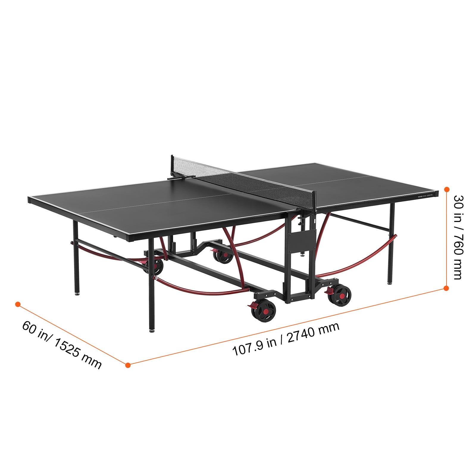 VEVOR Ping Pong Table,Professional Table Tennis Game, Indoor/Outdoor All Weather Aluminum Table Tennis Table,Portable Foldable Table with Quick Clamp Net & Large Lockable Wheels