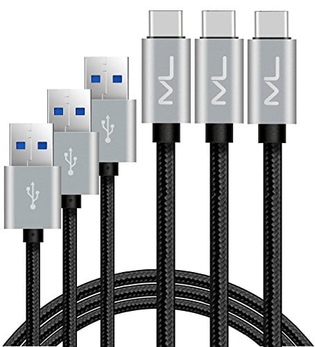 Nexus 5X 6P 3.0 Gold Set USB Type C to USB A Braided 6.6 Feet & 3 Feet Data Sync and Charging Cable for USB Type-C Devices Including New MacBook 2 Pack ChromeBook Pixel and More USB C Cable