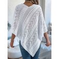 thumbnail image 6 of Women Knit Poncho Sweater Irregular Hallow Out Cape Casual Fashion Knitted Shawl Wraps Fall Winter White M, 6 of 10