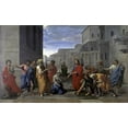 thumbnail image 2 of Poussin, Nicolas 32x21 Black Ornate Wood Framed with Double Matting Museum Art Print Titled - Christ and the Woman Taken in Adultery, 2 of 4