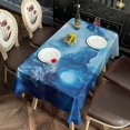 thumbnail image 2 of Blue Marble Pattern Rectangle Tablecloth 60"x120",Waterproof Polyester Rectangle Table Cloth, Wipeable Spillproof Polyester Tablecloth for Dining, Camping, Indoor and Outdoor, 2 of 6