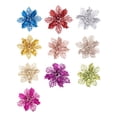 thumbnail image 2 of Adornos navideños, corona de flores artificiales de plástico con doble capa de purpurina roja y flor de Pascua, ideal para decorar el árbol de Navidad y festivales., 2 of 6