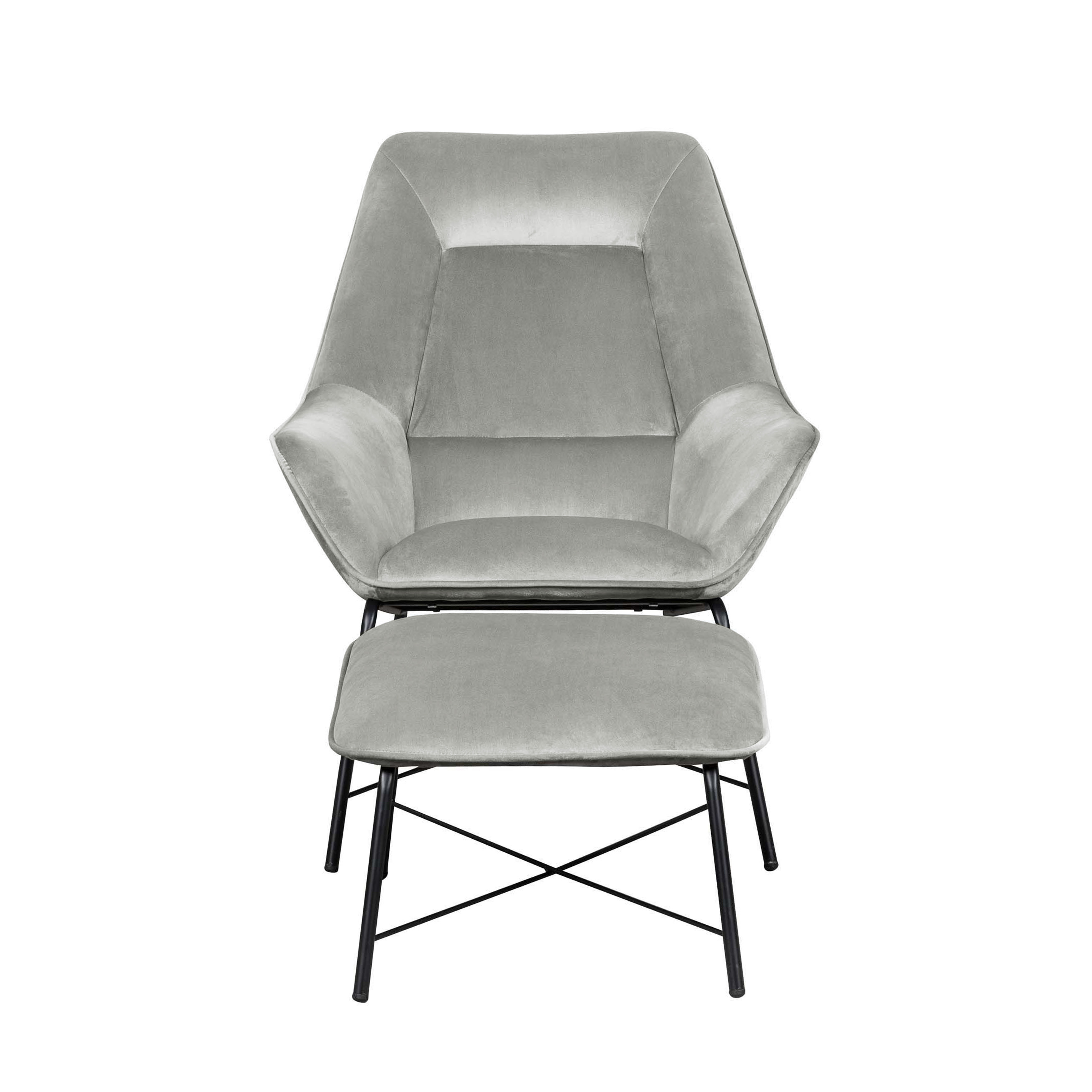 HomeFare Modern Velvet Arm Chair with Ottoman