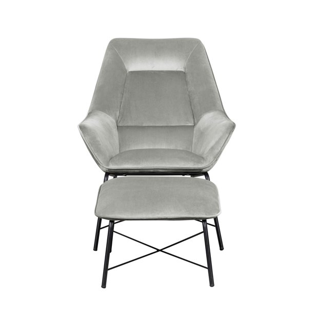 Modern Velvet Chair and Ottoman Set in Silver - Walmart.com - Walmart.com