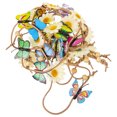 thumbnail image 2 of KAKOWELY Diadema con borlas de margaritas, diadema de flores, corona floral, tocado bohemio de flores de mariposa, 2 of 4