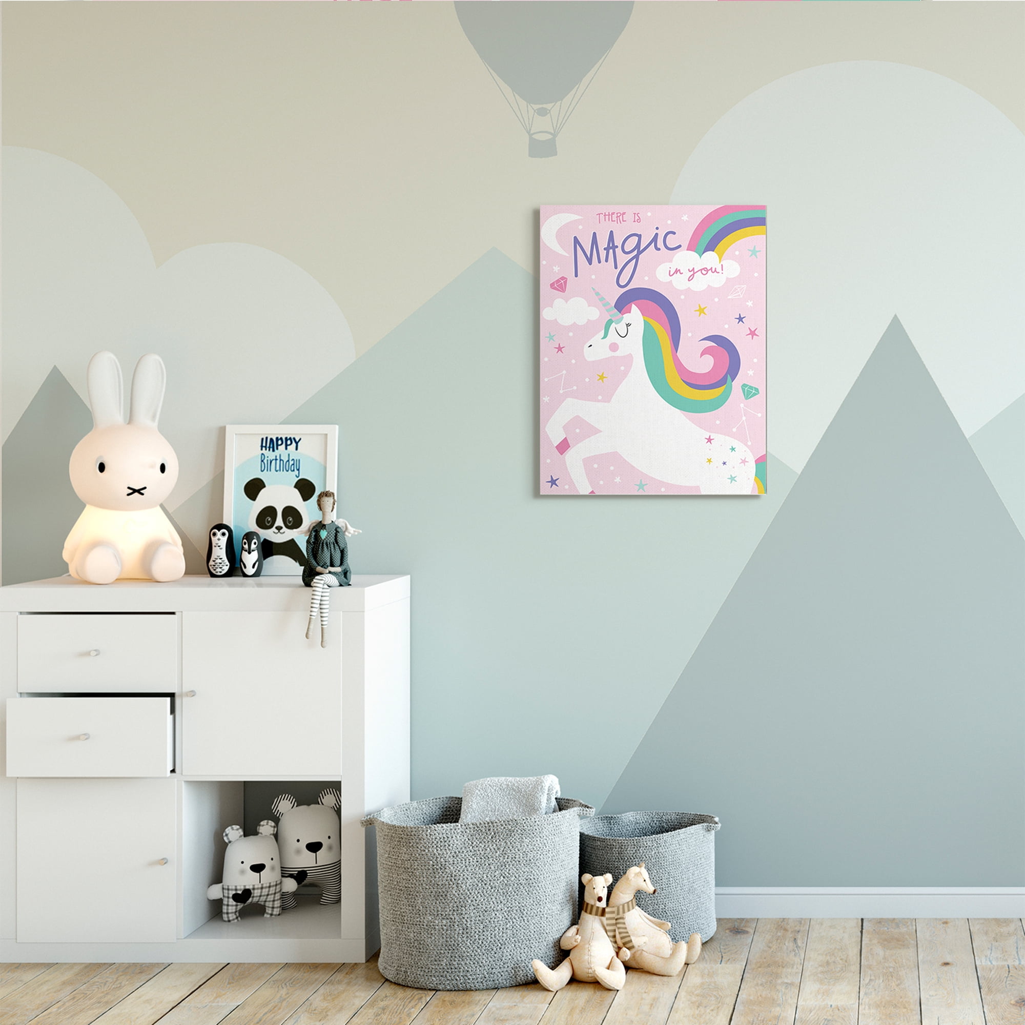 Stupell Industries There's Magic In You Phrase Pink Rainbow Unicorn,24 x 30,Designed by Angela Nickeas