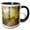 Black/White, variant on 3drose, Autumn Bluff Trail in Mammoth Cave National Park, 11oz Two-tone Yellow Mug