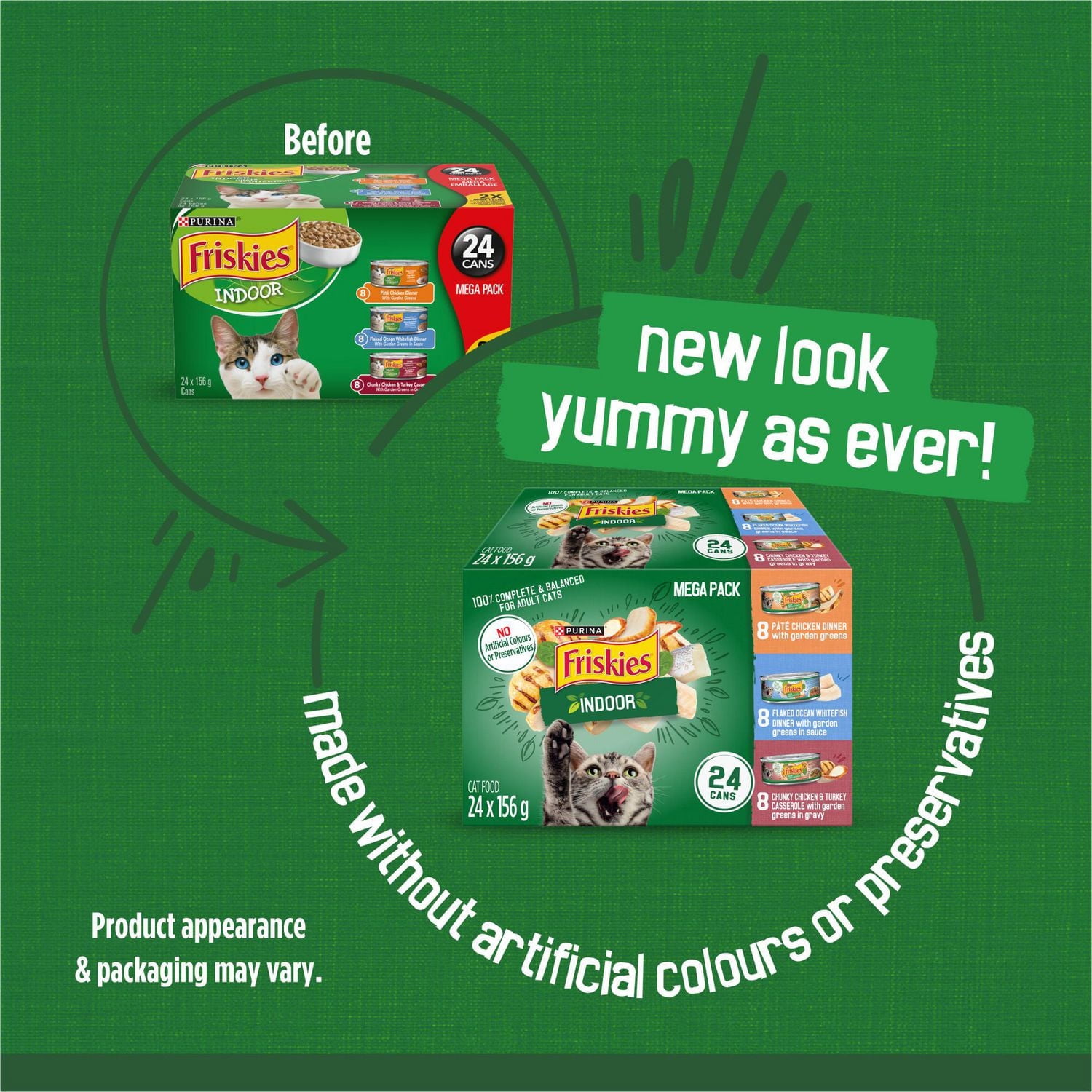 Friskies Indoor Assorted Variety Pack, Wet Cat Food 24 x 156 g, 156 g x 24