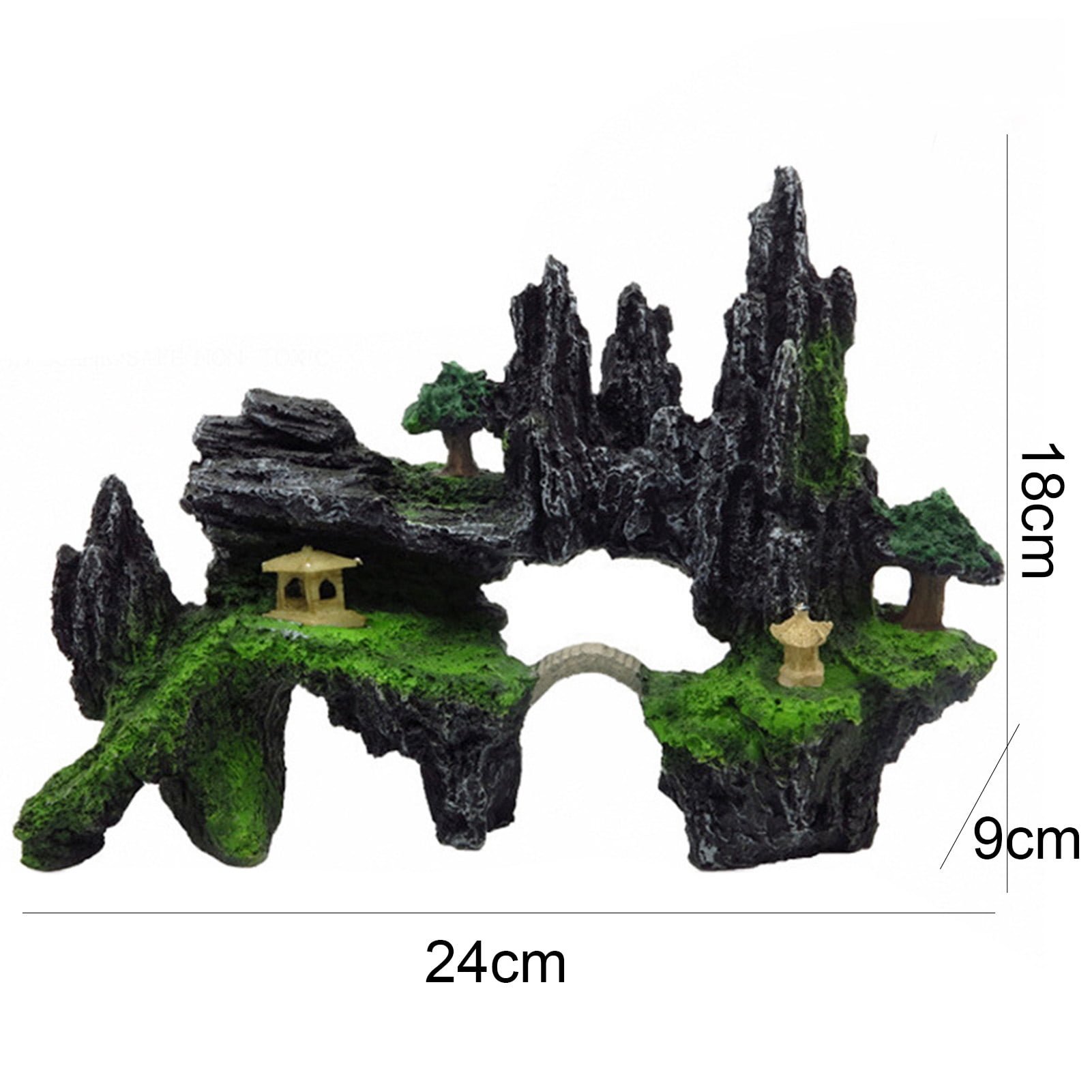 Walbest Aquarium Decoration Mountain View 9.45" x 3.54" x 7.09" Stone Pavilion Bridge Ghat Cave Fish Tank Landscape Decorations