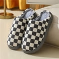 thumbnail image 4 of Pantuflas Fluffy Checke Antideslizantes Cómodas para Hombres Mujeres Rojo, 4 of 9
