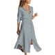 thumbnail image 2 of Puntoco Vestido Camisero De Algodón Y Lino Con Cordón Y Solapa De Un Solo Pecho Para Mujer Gris Xxxxl,Regalos Para Mujer Joven, 2 of 8