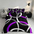 thumbnail image 2 of Manfei Black Purple Circle Full Size Comforter Sets,Aesthetic Minimalist Bedding Comforter Set, Black Reversible 3-Piece, 1 Comforter and 2 Pillowcases, 2 of 6