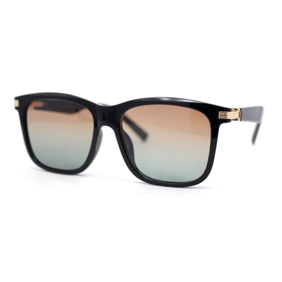 Hipster Boyfriend Jewel Buckle Hinge Elegant Horn Rim Sunglasses Black - Brown Green