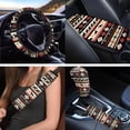 thumbnail image 3 of Uorisanigo Aztec Western Horse Interior Accessories Set of 18,Front Back Seat Cover Full Set+Seat Belt Pads+Steering Wheel Covers+Car Coasters+Armrest Cover+Headrest+Shift Knob+Hand Brake Covers, 3 of 7