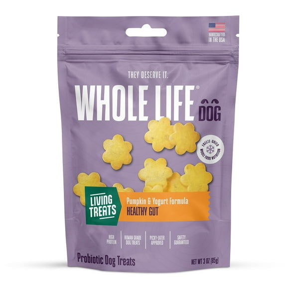 Whole Life Pet Living Treats – Pumpkin and Yogurt Recipe Probiotic Treats For Dogs, 3oz