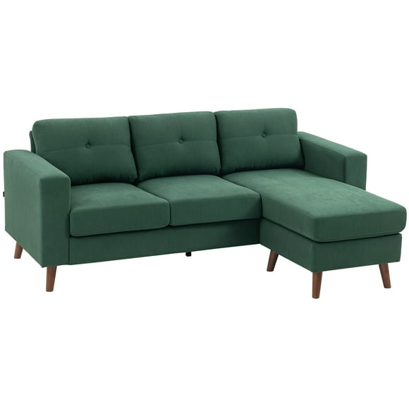 HOMCOM Sectional Sofa, L-Shaped Sofa with Chaise Lounge, Dark Green