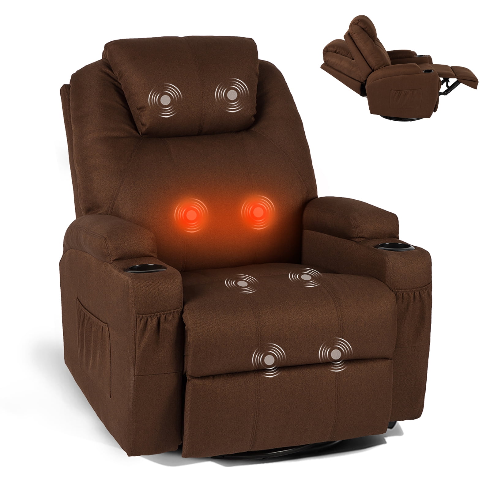 Yodolla Massage Recliner Chair Heated Rocker Recliner Living Room Chair Home Theater Lounge Seat