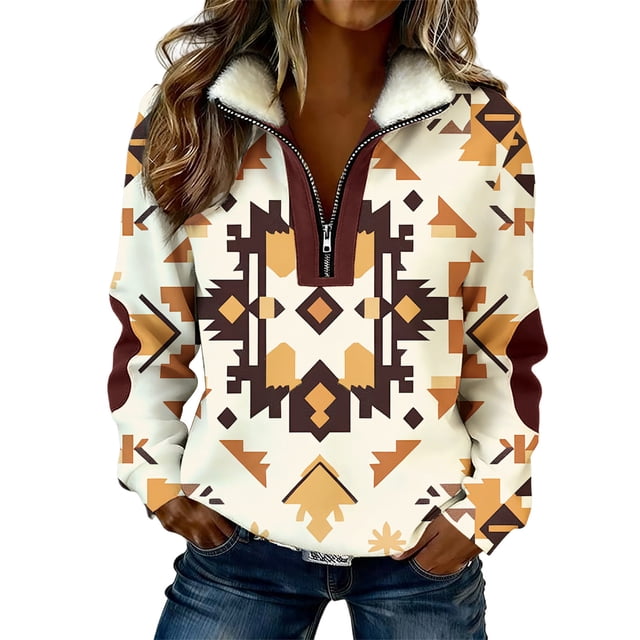 Mujeres Manga Larga Tops Casual Colorblocked Semi-Zip Turn-Down Cuello Sudadera Chaqueta, Partido de Vacaciones Tops para las Mujeres Abrigo Elegante