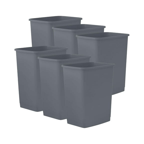Superio Small 1.25 Gallon Plastic Trash Can, Waste Bin for Under Desk, Office, Bedroom, Bathroom- 5 Qt, (6, Dark Grey)