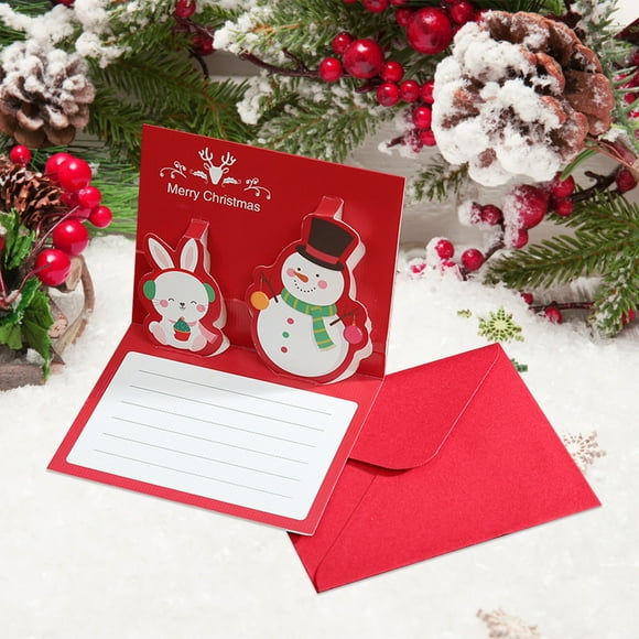 Matoen12 Carte de Vœux Tridimensionnelle de Noël Nouvelle Année Carte de Message Mignonne Carte de Bénédiction Carte Postale de Noël