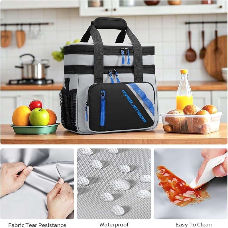 Maelstrom Lunch Box, 20L Insulated Lunch Bag for Men Women, Expandable Double Deck Leakproof Cooler Bag
