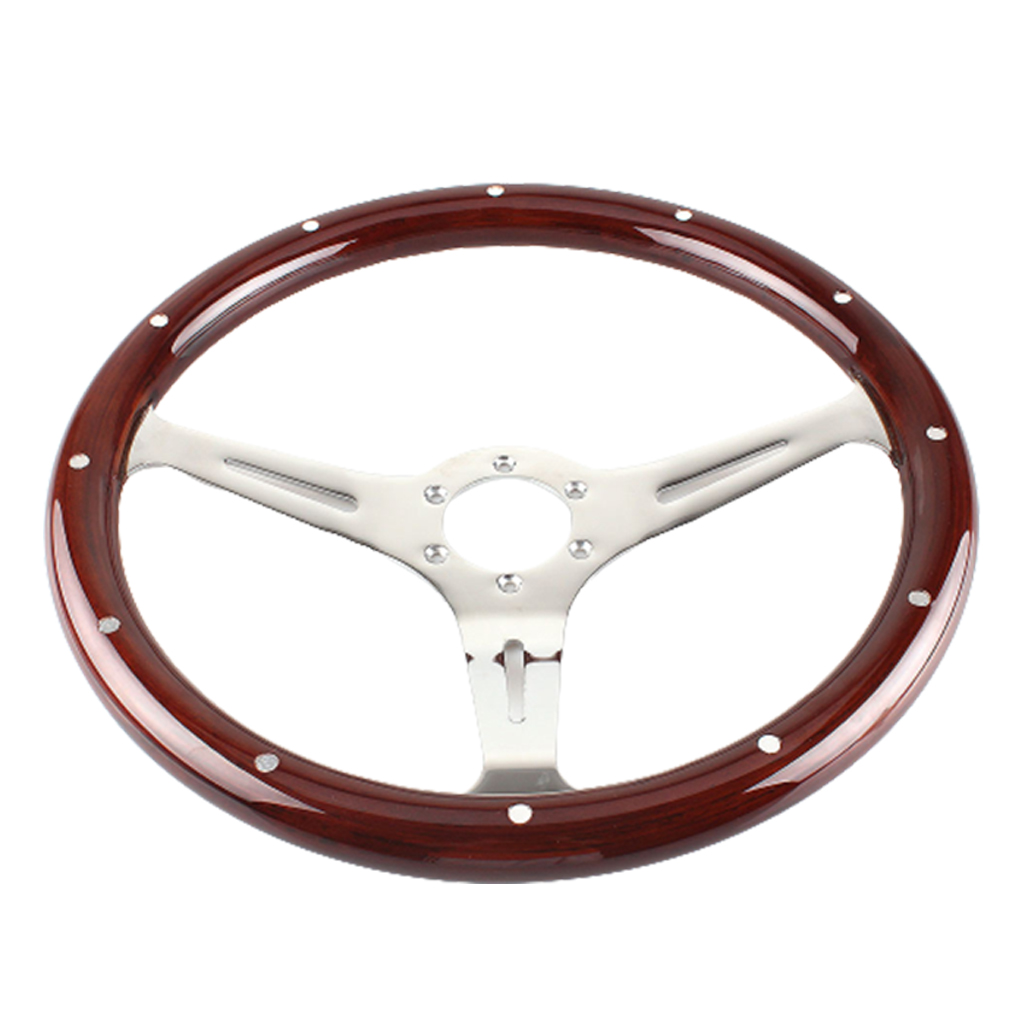 380mm 15 Inch Classic Nostalgia Style Wooden Grain Steering Wheel 3
