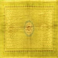 thumbnail image 1 of Ahgly Company Machine Washable Indoor Square Medallion Yellow Traditional Area Rugs, 5' Square, 1 of 4