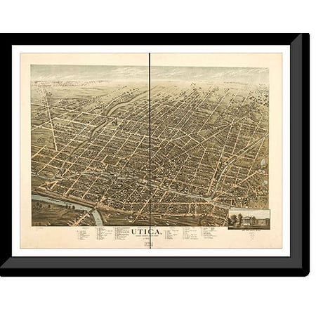 Historic Framed Print, NY Utica 1873 MAP, 17-7/8" x 21-7/8"