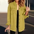 thumbnail image 7 of Baberdicy Women's Washed Denim Shirt Jacket Fashion Casual Jean Jackets Long Sleeve with Raw Hem Button down Outerwear, Yellow Xxl, 7 of 7
