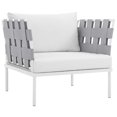 thumbnail image 5 of Modern Contemporary Urban Design Outdoor Patio Balcony Five PCS Sectional Sofa Set, White, Rattan, 5 of 7
