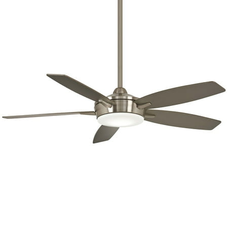 Minka-Aire F690L-BN/SL Espace Ventilateur de Plafond 52 Pouces avec Lumière LED Dimmable 18W Intégrée Finition Nickel Brossé et Argent
