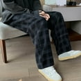 thumbnail image 4 of Nebwoak Mens Plaid Sweatpants- Casual Baggy Cotton Elastic Waist Wide Leg Pants Black Size S, 4 of 8