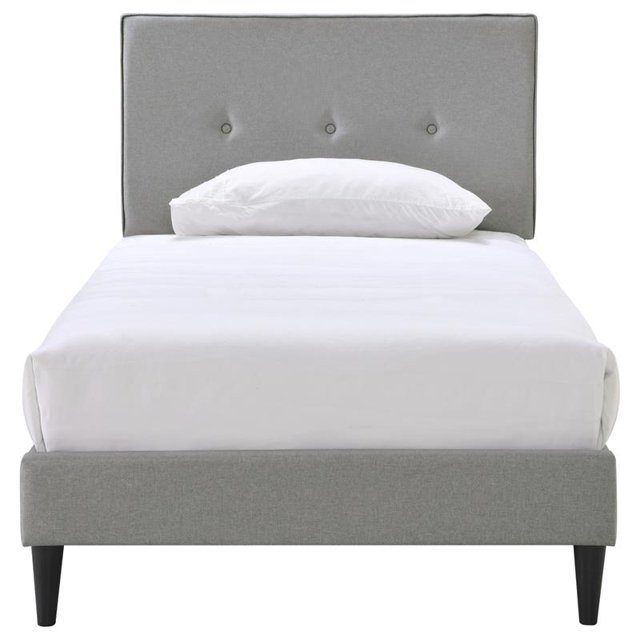 Home Fare Twin Mid Century Button Upholstered Bed Gray