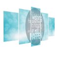 thumbnail image 3 of Wording 5 Panels Acrylic Glass Wall Art, Blue Abstract Background with Wise Words About Self Improvement, Accent for Living Room, Bedroom, Dorm, 60" x 30", Pale Blue Grey White, by Ambesonne, 3 of 5