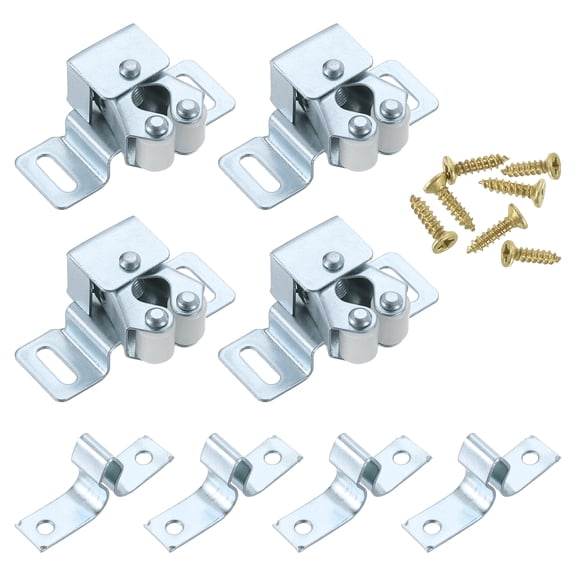 Uxcell 4Pcs Cabinet Latch Double Roller Catch, Lock Stop Catch Clamp Cabinet Closer Magnetic Closure Hardware for Cabinet Kitchen Closet Door, White