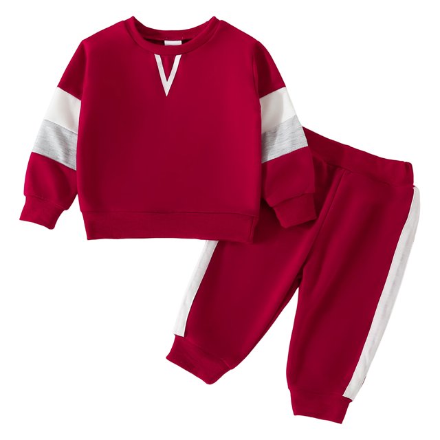Gibobby Conjunto de pants para niño Conjunto de 2 piezas de camisetas y pantalones de manga larga para bebés y niños pequeños(Rojo, 9-12 Meses)
