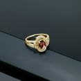 thumbnail image 4 of Gem Stone King 1.91 Ct Oval Checkerboard Red Garnet 18K Yellow Gold Plated Silver Women's Split Shank Statement Ring (Size 7), 4 of 4