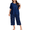 NavyStars, variant on FEREMO Women Plus Size Pajamas Set Short Sleeve Prints Pjs Sets Sleepwear 2 Piece Loungewear Capri Pants with Pockets