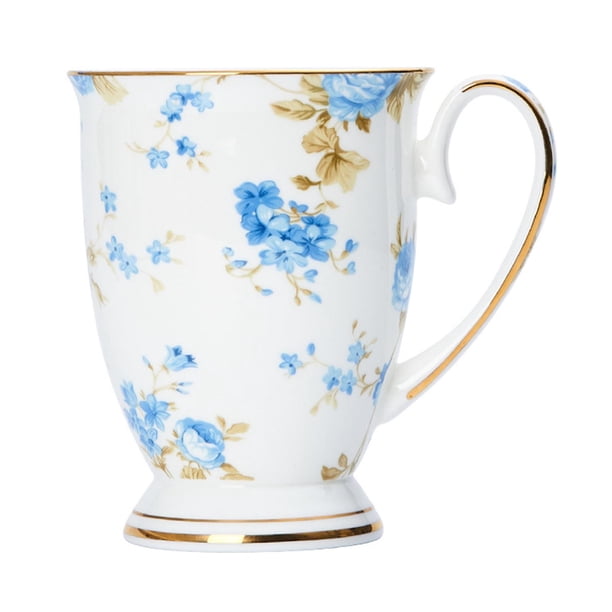 Taza de cerámica para regalo de mujeres, decorativo con mango para el diseño floral de la oficina en el hogar para bebidas navideñas, taza de agua,