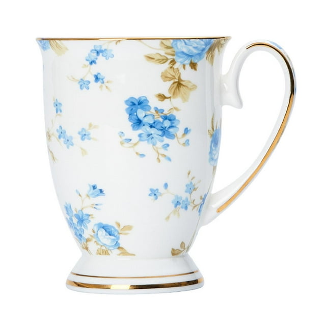 Taza de cerámica para regalo de mujeres, decorativo con mango para el diseño floral de la oficina en el hogar para bebidas navideñas, taza de agua,