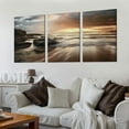 thumbnail image 2 of Nawypu Beach Picture Canvas Wall Art: Rocky Wave Artwork Sunset Painting Seascape Print for Office 12''x16''X3 Panels, 2 of 4