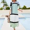 thumbnail image 3 of Pastel Mondrian in Green and Blue Long Sleeved Shirt Dress Woman fashion Women's summer dress, 3 of 6