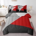 thumbnail image 1 of YST , Patchwork Géométrique, Ensemble de Douillette, Moderne, 7 Pcs, Garçons, Rouge, Noir, Gris, Triangle, Doux, Ensemble de Literie, Double, 1 of 5