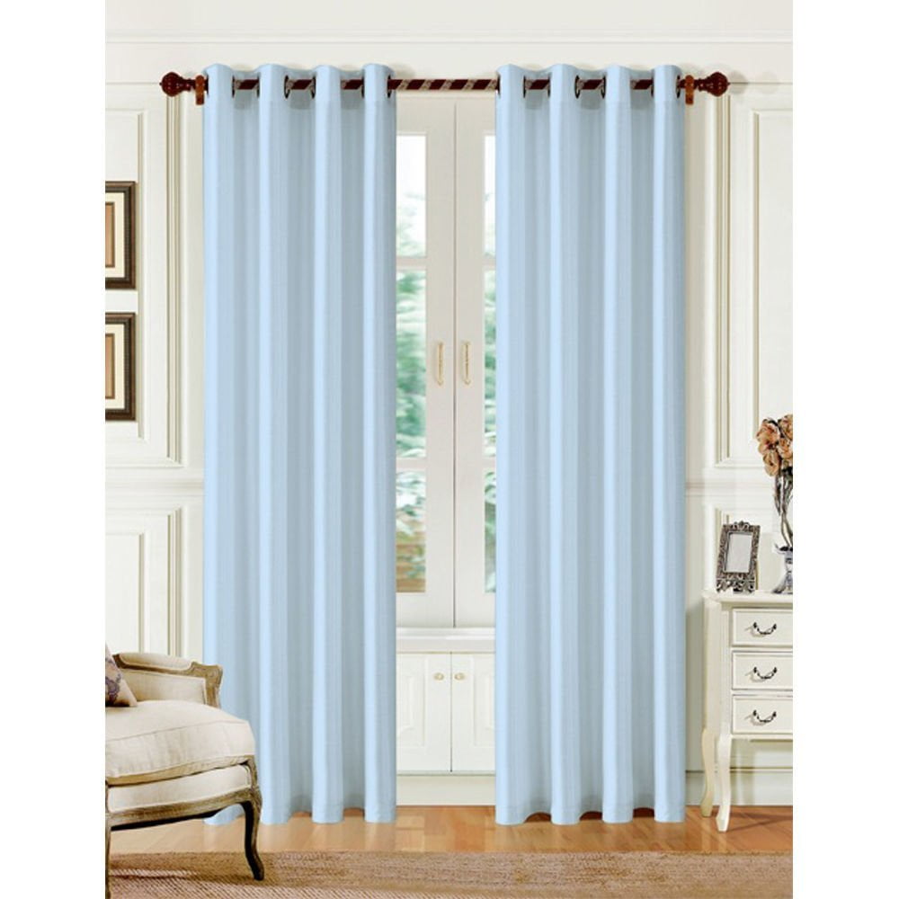2 Pack Faux Silk Grommet Top Fully Stitched Window Curtains in 63" or 84" Length 