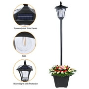 63 Vintage Solar Lamp Post Light, Light Outdoor Waterproof with Planter Adjustable Height for Porch Yard Driveway Garden Patio Decoration